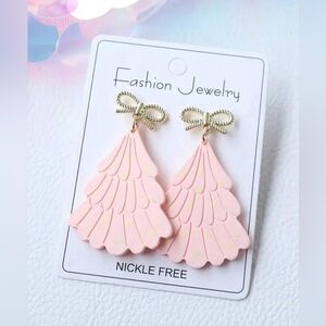 1 Pair Acrylic Christmas Tree Earrings, Geometric Polka Dot, Dangle Earrings